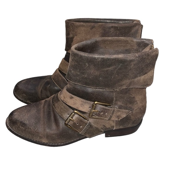 Kors Michael Kors Brown Leather Buckle Boots Booties size 9 - Picture 1 of 8